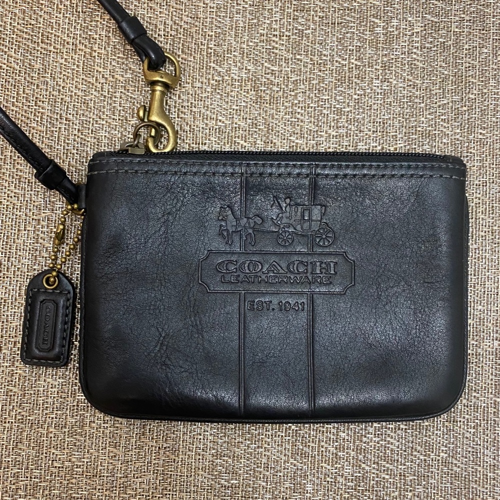 Coach Black Leather Wristlet